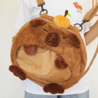 ぬいぐるみカピバラバックパック女の子のためのかわいい漫画の女の子のバックパック痛みバッグ人形大容量学生スクールバッグ
