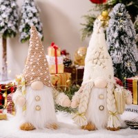 新しいクリスマス装飾用品、ライトとイルミネーション付きルドルフ人形ウィンドウ装飾付きのスパンコール付きの顔のないぬいぐるみ