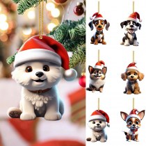 2 ビアアクリル漫画犬クリスマスツリーペンダントクリスマス漫画かわいい装飾文字列クリスマスハンギングバスケットライト