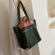 女性用キャンバス大型バックパック2019新しい韓国スタイルのシングルショルダークロスボディハンドヘルド3ウェイバッグ、レターバッグ付き
