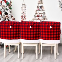 クリスマス黒と赤のチェック柄椅子カバー家の椅子の装飾レストランホテルの雰囲気の装飾椅子カバー
