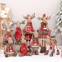 新しいクリスマス装飾用品赤い生地格納式スタンディングヘラジカ人形人形ギフト装飾品