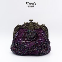 手作りビーズ刺繍フラワーディナーバッグ、レトロな古い上海チャイナバッグ、アマゾンホットスタイル刺繍ゴールドバッグ