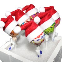 熱い販売ミニサンタ帽子不織布ロリポップ帽子サンタクロースクリスマス用品