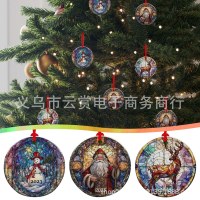 新しいクリスマスツリー吊り下げ飾りサンタクロースアクリルフラット吊り下げラウンド装飾
