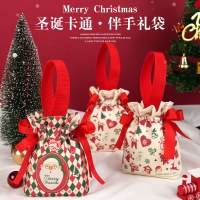 サンタクロースギフトクリスマスイブアップルポータブルキャンバスバッグ人気のクリスマスギフトバッグ