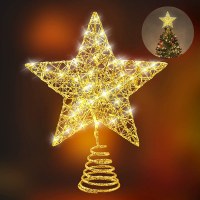 綿糸パウダーツリートップスター錬鉄製五芒星LED発光クリスマスツリーデコレーションツリートップライト