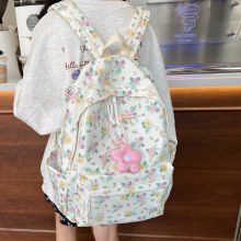 小花柄レトロランドセル女子中学生高校生大学生2024日本の新しいスタイルのバックパック
