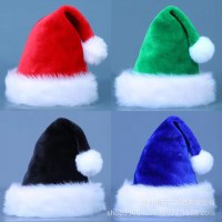 2024 クリスマス装飾赤、青、黒、ピンク、緑の厚い豪華なクリスマス帽子大人と子供用