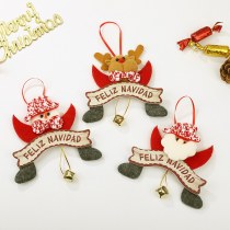 新しいクリスマスペンダント、かわいい漫画のサンタクロースヘラジカの装飾、クリスマスツリーのベルペンダントが在庫あります