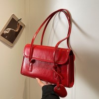 大容量のレトロな質感のバッグ 2024 新しいファッション多用途通勤ブリーフケースシンプルなシングルショルダー脇の下バッグ