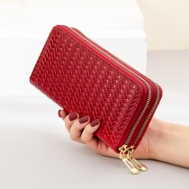財布女性のロングスタイルの新しいヨーロッパとアメリカのダブルジッパー大容量クラッチバッグ女性のスポット卸売パテントレザー携帯電話バッグ