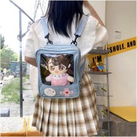 日本のクリエイティブ面白い人格かわいいかわいい漫画ソフト女子学生ゲームコンソール透明 pu バックパックソフト女の子スクールバッグ