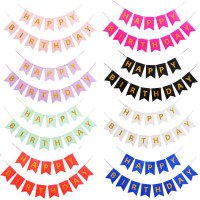 英語ハッピーバースデーホットゴールドフィッシュテールフラグHAPPY BIRTHDAYレターフラッグパーティー背景壁装飾