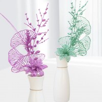 クリスマスツリークリスマス金粉ファンリーフ装飾プラスチック装飾品結婚式祭 DIY ギフトシミュレーション花