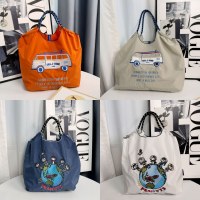 日本車刺繍ショッピングバッグ大容量ナイロン環境に優しいバッグポータブルショルダークロスボディバッグ