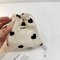 ラブポケット巾着小物収納袋布袋学生雑貨ポータブルトイレタリーバッグ