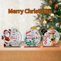 クリスマス カウントダウン マニュアル カレンダー デコレーション 木製 ペンダント オーナメント サンタ クロース ラウンド アクリル
