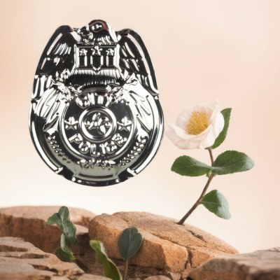 イーグルパターンシルバーバッジブローチピンロールプレイングゲームユニフォームバッジ小道具八角形の帽子ブローチバッジ