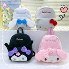日本のインかわいい女の子バックパックバッグ毛皮のようなリボンハローキティ JK ソフトガールミニ小さなバックパックかわいい