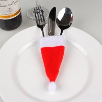 クリスマスツリー用品、小さな帽子、ナイフとフォークのカバー、不織布のクリスマス帽子バッグ、ワインボトルの装飾小物