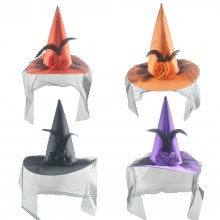 ハロウィン魔女の帽子ウィザードハット頭飾りウィザードヘアアクセサリーベルベットロゼットメッシュ帽子クリスマスハット