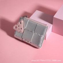 2024 新オリジナルビスケット織りショート財布複数のカードスロット小さな絶妙なシンプルなドキュメントバッグ小銭入れ女性