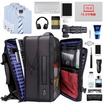 男性用大容量バックパック、拡張可能な旅行ビジネスコンピュータバッグ、ファッショナブルな多機能出張バックパック