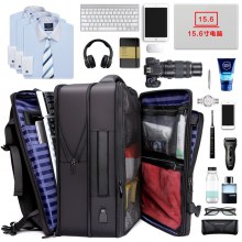 男性用大容量バックパック、拡張可能な旅行ビジネスコンピュータバッグ、ファッショナブルな多機能出張バックパック