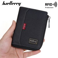 メンズ財布バレルリー新しい財布マルチカードスロットRFID耐磁性垂直ジッパー小銭入れ財布
