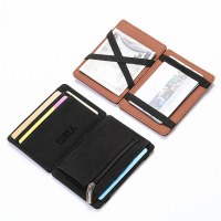 新しいクリエイティブ PU マジック財布フリップ女性のカードホルダージッパー変更位置財布メンズ財布