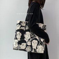 2024 新しいヨーロッパスタイルイン怠惰なスタイル大容量キャンバスバッグ女性のショルダー学生文学シンプルなショッピングバッグ