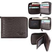 本革ワニ柄メンズ財布、複数のカードスロット、独立したフォトホルダー、コインホルダーを備え、財布はカスタマイズ可能
