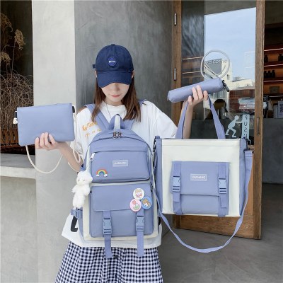 新しいランドセル 女性用 韓国 語版 高校生 中学生 小学生 森風 レディース 4点リュック シンプルリュック