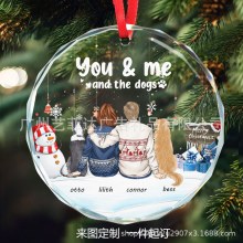 クリスマス クリスタル ラウンド透明ペンダント カスタム コンテンツ漫画の母と子のクリスマス ツリー ペンダント