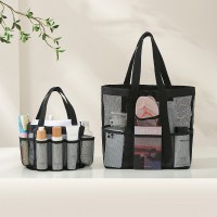 新しいスタイルのメッシュ収納袋ビーチバッグ大容量メッシュビーチバッグショルダーポータブルトイレタリーバッグ旅行中空