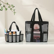 新しいスタイルのメッシュ収納袋ビーチバッグ大容量メッシュビーチバッグショルダーポータブルトイレタリーバッグ旅行中空