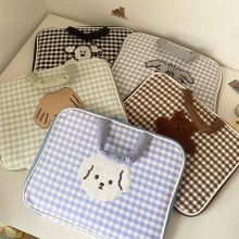 韓国市松模様のかわいい漫画ポータブルラップトップ収納袋 ins11/13 インチライナー保護スリーブ