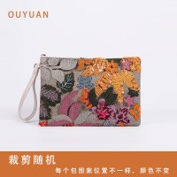 高級スパンコール織りイブニングバッグ、新しい刺繍クラッチバッグ、夏のニッチストローバッグ、ファッショナブルな女性用封筒バッグ