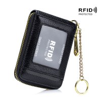 外国貿易人気女性用カードホルダー絶妙な rfid 本革多機能メンズアコーディオンカードホルダー銀行カードホルダーキーホルダー