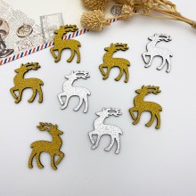 クリスマスグリッターフィルムゴールデンシルバーリトルトナカイクリスマステーブルギフト装飾2色鹿ウッドチップDIY