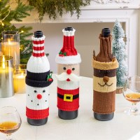 クリスマス装飾ワインボトルセットニット老人雪だるまシャンパンボトルセット装飾ホテルレストラン雰囲気装飾