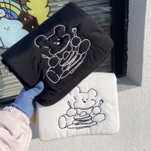 韓国イン刺繍抽象クマノートブックガールハート 11/13/15 インチタブレット ipad 収納袋