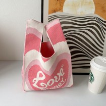 バッグ ニッチ デザイン ニット ラブ 多用途 パーソナライズ ニット ショルダー ウーブン バッグ ハンド バッグ トート バッグ レディース バッグ