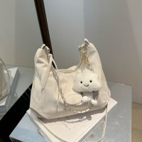 カジュアル学生ソフトサイド大容量バッグ女性のための 2024 新しい夏のチェーン通勤バッグファッショナブルなショルダークロスボディバッグ