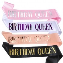 新しい誕生日パーティー BIRTHDAY QUEEN ショルダーストラップ エチケット ベルト サテン ブロンズ ブラック ゴールド ベルト リボン