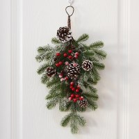 クリスマスアメリカン松ぼっくり籐逆さまツリー壁掛けドア吊りレストランクリスマスツリー装飾小道具ガーランド装飾