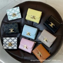 本革ソリッドカラーツーインワン財布ショート手持ち小銭入れカードホルダー男性と女性の同じスタイルのカップルカードバッグ