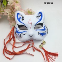 塗装済み日本のスタイルとウィンドフォックスマスクハーフ - フェイスハーフ - 古代スタイルハンフメイクアップボールコスアニメ猫フェイスフォックスデーモンフェイス