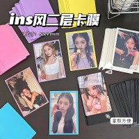 新しいマカロンカラー透明カードホルダーインスタイル二層カードフィルムシンプルなアイドルスターフォトカード周辺機器